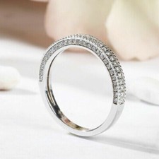 0,77 Kt Diamant Memoire Ring Damen Trauring Band Verlobungsring Weißgold-Finish