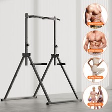 Höhenverstellbare Power Tower Dip Station Klimmzugstange Freistehend Kraftturm