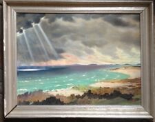 ::SONNENSTRAHLEN ÜBER DER KÜSTE °OSTSEE EISENBLÄTTER SIGNIERT ..MÜ. ANTIK NIDDEN