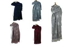 XXL Schal Wendeschal Winterschal Dick Warm Tuch mit Stern und Fransen Weich