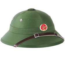 Vietcong Tropenhelm mit Abzeichen Vietnam Helm pitt helmet grün Emblem Neuware