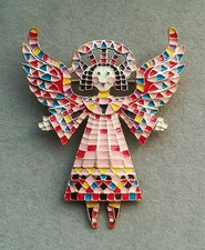 Engel Schutzengel Brosche Rot