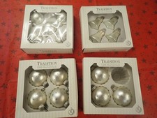 Christbaumschmuck  16 x Kugeln+Glocken weiss/Silber Krebs Glas Lauscha Vintage