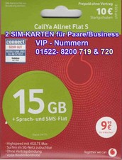 2 Vodafone SIM Karten  01522 - 8200 719  +  8200 720 TOP VIP-Nummer  PAAR  