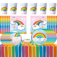162 Regenbogen Pride Geschirr Deko Geburtstag Party Rainbow Mottoparty Feier Set