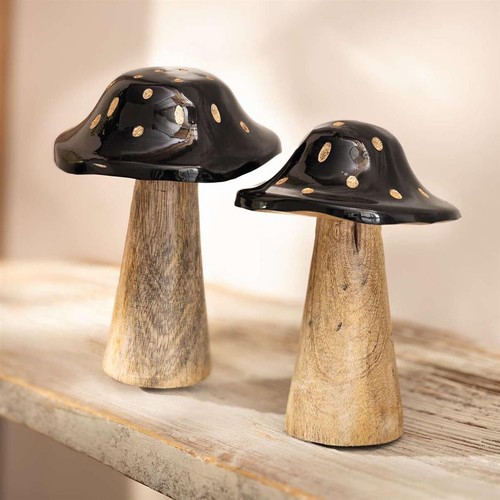 Holz dekfigur pilz black - holz,