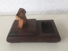 Vintage Zettelbox, Schreibtischbox mit Terrier Hund ca.1930-40er Jahre