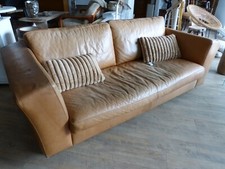 Machalke Ledersofa und Ledersessel im Vintagezustand