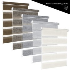 ROLLMAXXX® Duo-Rollos Doppelrollos Holzstruktur Klemmfix ohne Bohren ZebraRollo