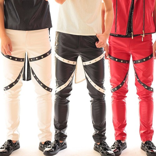 Herren leder hose nieten - pu,