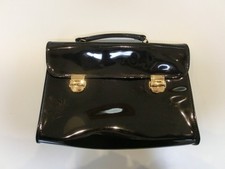 Vintage Handtasche, Aktentasche Lack, Lackleder 70er Jahre,  Gold Verschluss