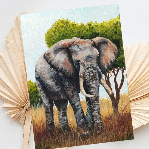 Aquarell elefant kunstwerk - elefant,