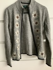 LUIS STEINDL Trachten Strickjacke Wolle Edelweiß grau 2-Wege Reißverschlus 38