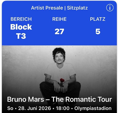 Ein ticket für bruno mars - ticket, bruno 