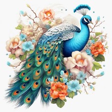 Dekobild Stolzer Pfau Blumen