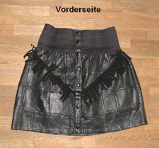 LEDERROCK / Rock / MINIROCK aus Glattleder mit Fransen in schwarz ca. Gr. 36