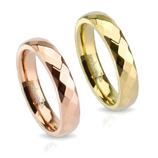 316L Edelstahl Ring Rose Gold IP dünn 4 mm Diamant Schliff elegant Damen Facette