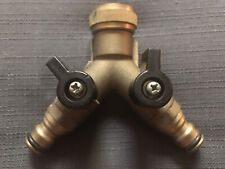 Messing Y-Verteiler mit Innengewinde 26,5mm (G 3/4“) & 2 Kupplungsstecker 1/2"