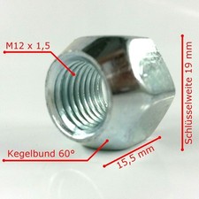 16 Radmuttern M12x1,5 für Ford Ka Fiesta B-Max C-Max Mondeo Focus Stahlfelgen