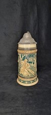 Alter Bierkrug Mit Zinndeckel