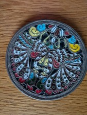 Russischer Teller, Kupfer, antik, Cloisonne