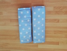2x Gurtpolster  Auto Kindersitz Kinderwagen Buggy blau Handmade Neu Baumwolle 
