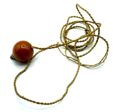 Antik Klingelzug Tischglocke Dienstboten Klingel Bakelit Kugel bernsteinfarbig