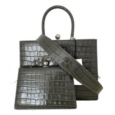 RATIO ET MOTUS TWIN FRAME Leder Handtaschen Tragetasche Kelly BAG GRAU 1400€ NEU