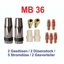 Verschleissteile für MB 36–5 Stromdüsen,2 Düsenstock,2 Gasverteiler, 2 Gasdüsen