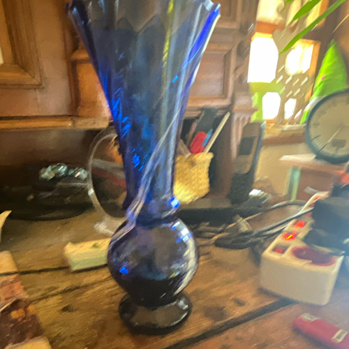 Glasvase blau weiß mit - glasvase,