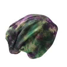 Mütze Beanie Slouch Damen Mädchen Batik grün lila  Neu 
