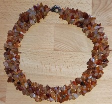 Wunderschönes Roter Achat Collier Kette Splitterkette mehrreihig Hobbyauflösung
