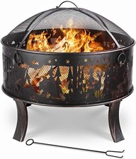 Feuerschale 70cm Feuerstelle Garten Feuerkorb mit Funkenschutzgitter Heizung/BBQ