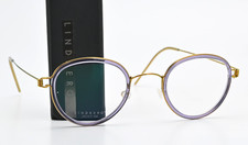 LINDBERG Brille Jackie 44 Air Titanium Rim Soft Orange Poliert Lila Panto Small