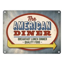 Metallschild mit Classic American Diner Motiv Blechschild Schild Dekoration
