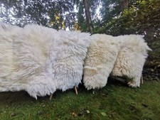 TOP XXL Lammfell Echtes Schaffell Teppich Deko 120-130cm naturweiß Sitzteppich 