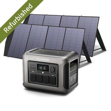 Powerstation 1800W 1152Wh mit 2X 200W Solarpanel, Notstromversorgung für Garten