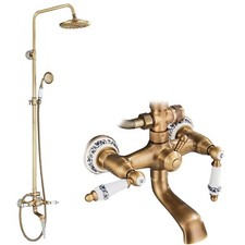Duschsystem Messing Antik Regendusche 8" Duscharmatur Vintage Design Duschset