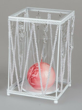 Formano Modernes Windlicht eckig 18cm hoch Perlen weiß 557827 Hochzeit Tischdeko