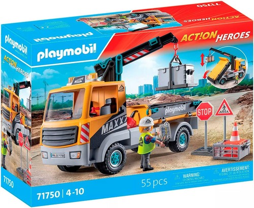Baustellen lkw mit kran - baustellen-lkw,
