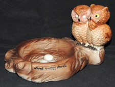 Keramik Eulenfamilie Nest mit
