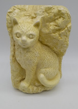Katze Figur Deko-Bild /Wandbild Kunststein Vintage H-12 cm