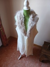 Damen Longweste Strick Creme