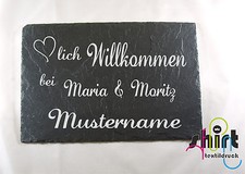  S 48 - Schiefertafel Herzlich Willkommen Schiefer Türschild Name Haustürschild