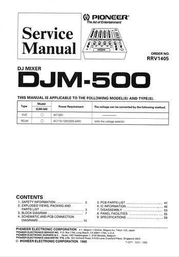 Pioneer djm500 service - pioneer,