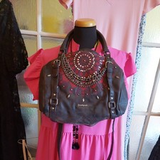  Desigual Schulter Handtasche Gr.xl Kunstleder Shopper  Schöne Applikationen