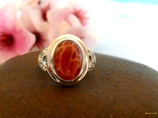 Wunderschöner Ring Silber 925, phantastischer Feuerachat, Meistermarke, 16,8mm