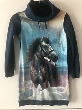 Jako-o Pullover Shirt Kleid Winter Pferd Tunika Baumwolle 140 146 Mädchen blau