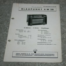 Blaupunkt 4 W 28 original Kundendienstschrift Reparaturanweisung & Schaltbild
