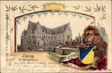 Präge Wappen Litho Leipzig in Sachsen, Buchgewerbehaus, Löwe - 11019705